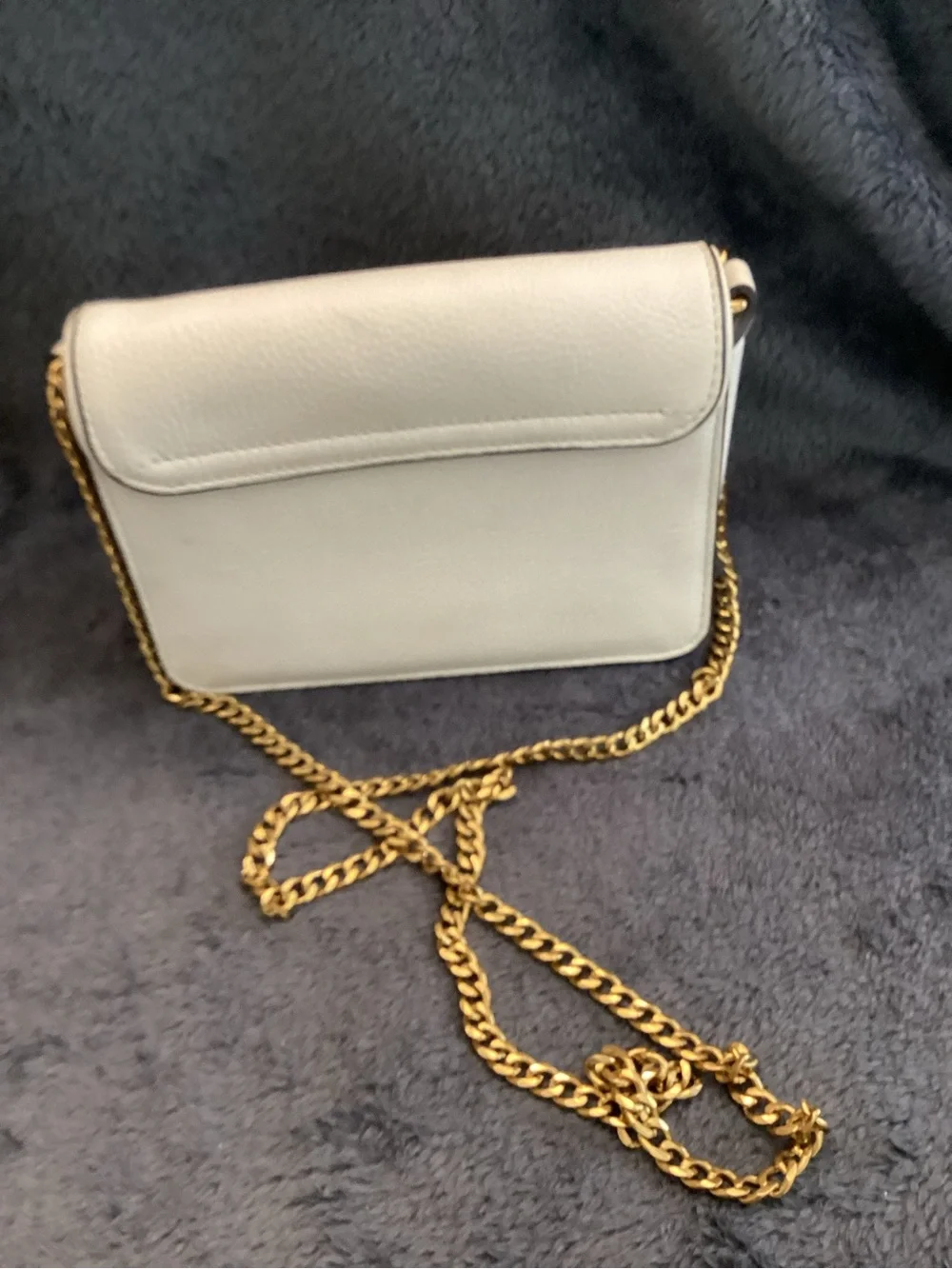 Tory Burch Cream Leather Chain Mini Shoulder Bag with Gold Hardware